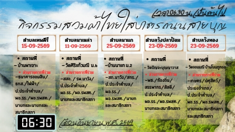 ประชาสัมพันธ์โครงการถนนสายบุญเดือนกันยายน 2569 อำเภอนาวัง